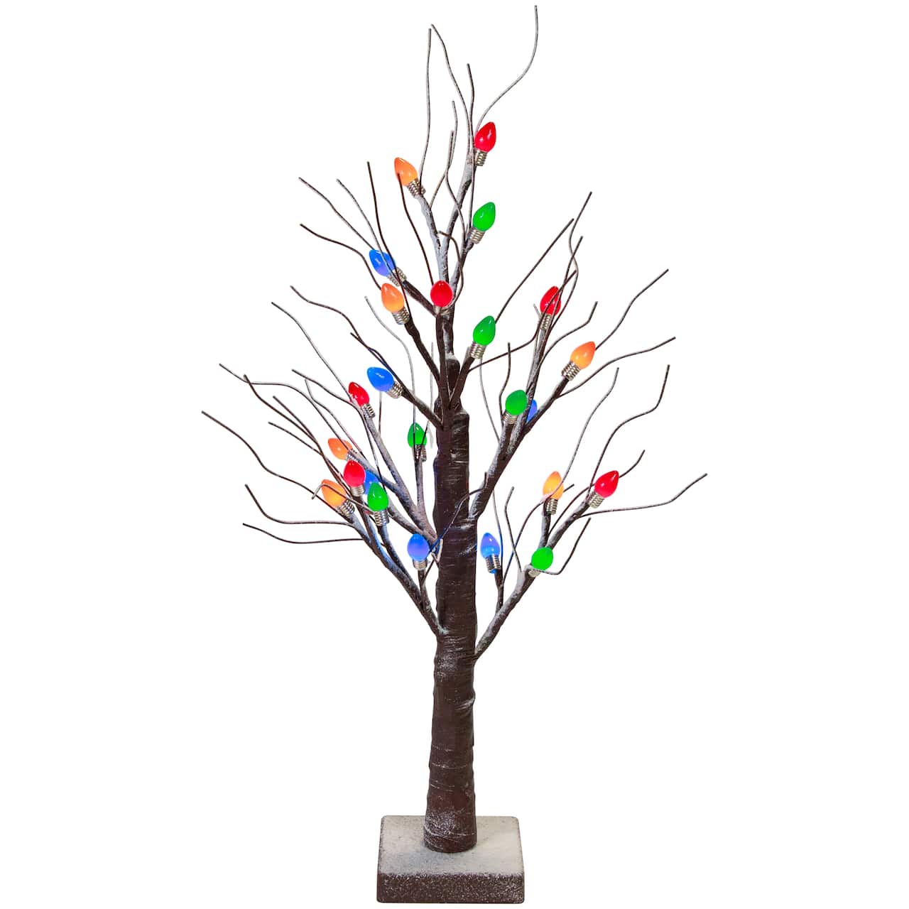 24" Pre-Lit LED Frosted Retro Christmas Tree, Multicolor Lights